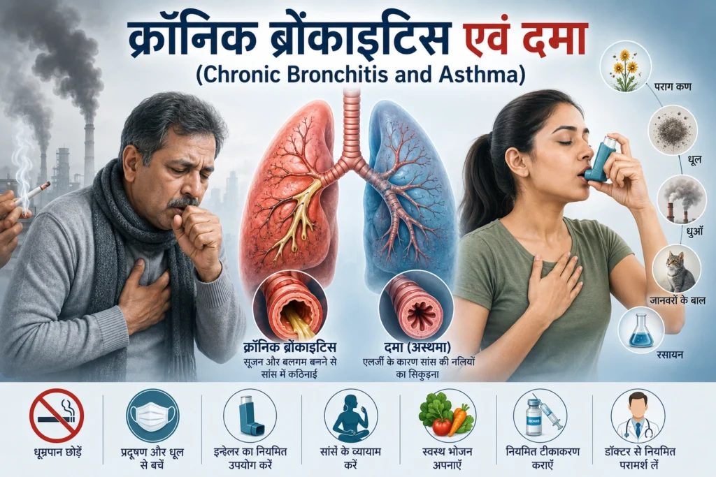 क्रॉनिक ब्रोंकाइटिस एवं दमा (Chronic Bronchitis and Asthma)