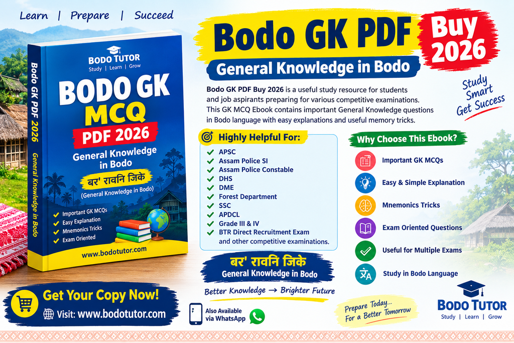 Bodo GK PDF Buy 2026 – General Knowledge in Bodo for Competitive Exams